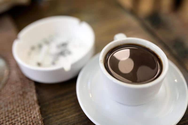 Cup of armenian coffee and ashtray