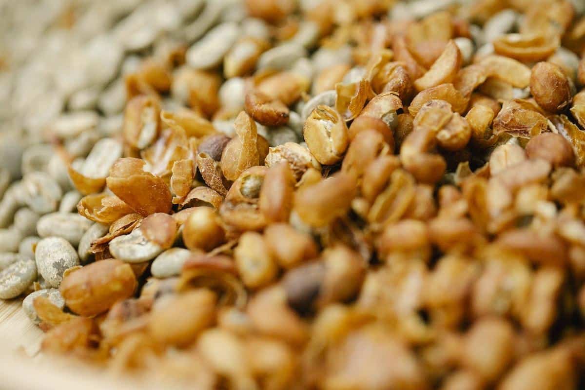 Image of coffee chaff, the byproduct of coffee processing and roasting