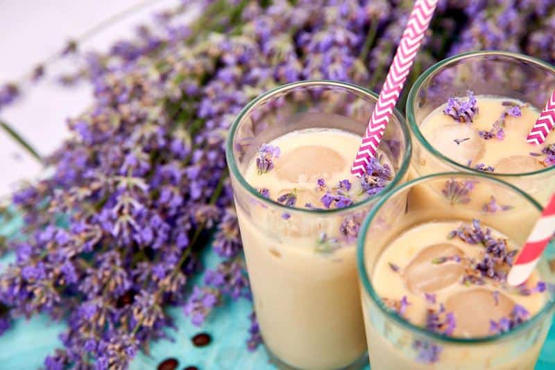 Quench your thirst with a flavorful lavender-infused iced coffee creation