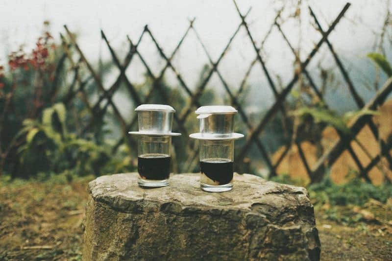 Vietnamese coffee on a stone